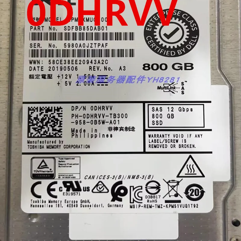 

Original Almost New Solid State Drive For DELL 800GB 2.5" SAS SSD For 0DHRVV XPM5XMUG800G