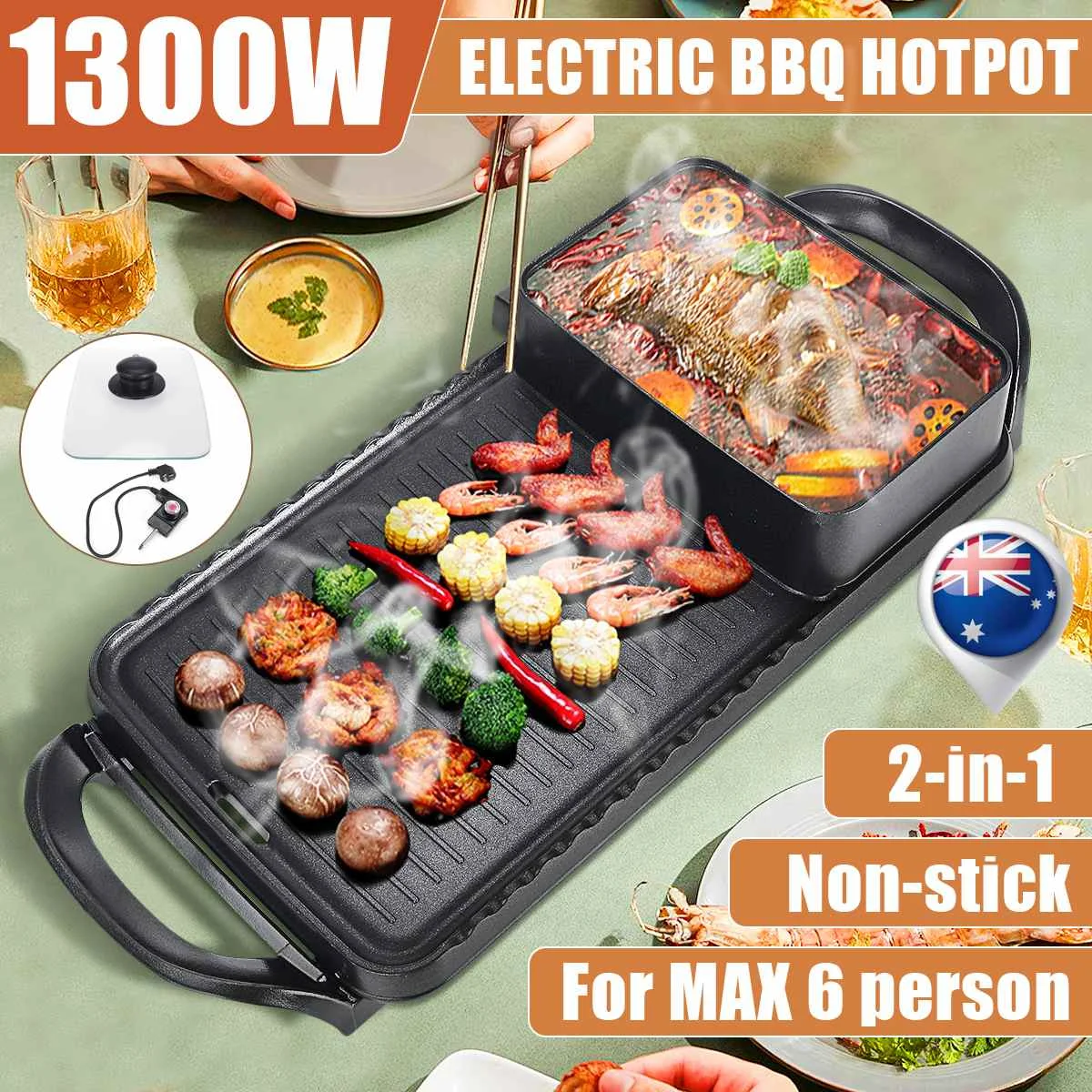Электрический гриль для барбекю, 1300 Вт, 2 в 1, домашний стол Teppanyaki, антипригарная фритюрница, жаровня, сковорода, гриль для барбекю
Электрический гриль для барбекю, 1300 Вт, 2 в 1, домашний стол Teppanyaki, антипригарная фритюрница, жаровня, сковорода, гриль для барбекю