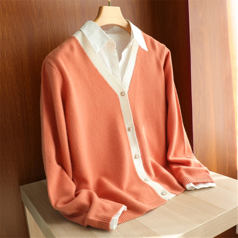 Boutique Pure Wool Sweater Women's Cardigan Knitted Bottom Coat 2022 New V-Neck Cashmere Sweater Inside And Outside
Boutique Pure Wool Sweater Women's Cardigan Knitted Bottom Coat 2022 New V-Neck Cashmere Sweater Inside And Outside