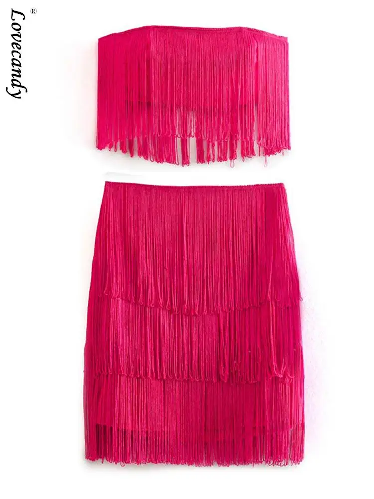 Sexy Solid Tassels 2 Piece Set Woman Cropped Tube Top And Straight Skirt Suits Summer Female Chic Vest Midi Skirts Outfits
Sexy Solid Tassels 2 Piece Set Woman Cropped Tube Top And Straight Skirt Suits Summer Female Chic Vest Midi Skirts Outfits