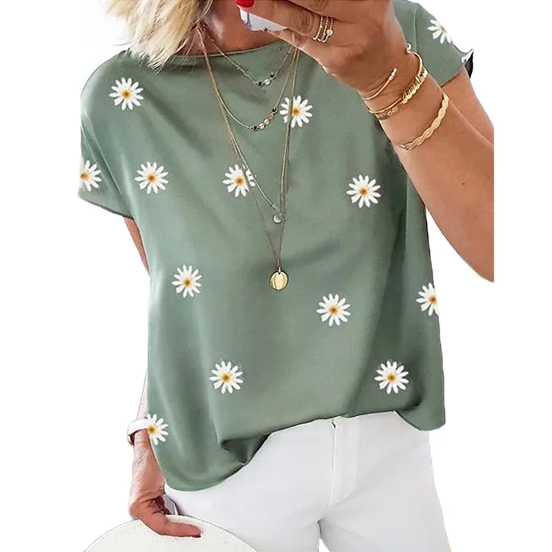 Summer Women Casual Short Sleeve T-shirt Loose Small Daisy Print Elegant Plus Size Harajuku Pullover Top Streewear Graphic Tees
Summer Women Casual Short Sleeve T-shirt Loose Small Daisy Print Elegant Plus Size Harajuku Pullover Top Streewear Graphic Tees