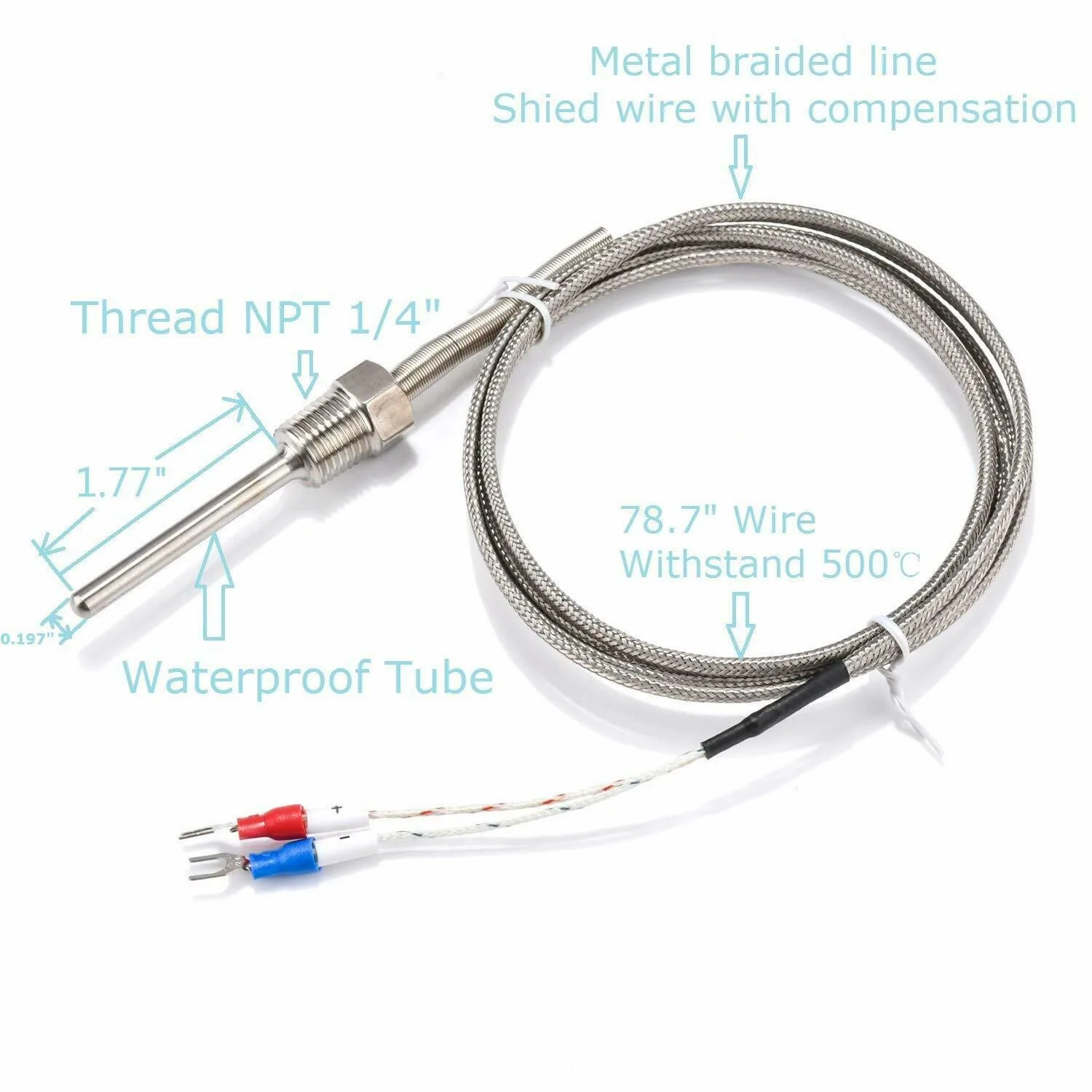 K- Type Waterproof Thermocouple Stainless Steel Sensor Probe 2m Length Withstand 0~500°C High Temperature For PID Controller
K- Type Waterproof Thermocouple Stainless Steel Sensor Probe 2m Length Withstand 0~500°C High Temperature For PID Controller
