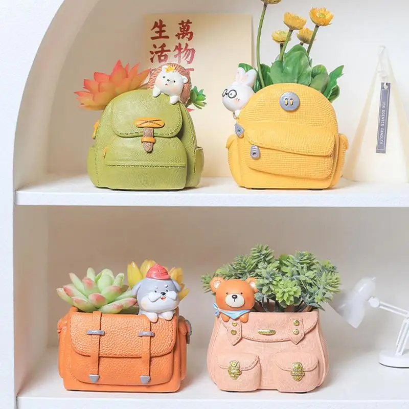 Cute Flower Pots Cartoon Animals on the Backpacks Planter Decorative Resin Flower Pot with Drainage Holes Indoor Planters for
Cute Flower Pots Cartoon Animals on the Backpacks Planter Decorative Resin Flower Pot with Drainage Holes Indoor Planters for