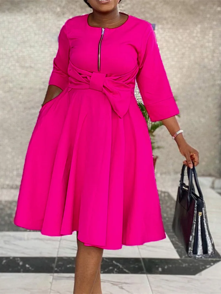 Pleated Office Lady Dresses for Women 2022 O-Neck Knee-Length Bow A-LINE Robe Femme Summer Party Casual Women's Vestiods
Pleated Office Lady Dresses for Women 2022 O-Neck Knee-Length Bow A-LINE Robe Femme Summer Party Casual Women's Vestiods