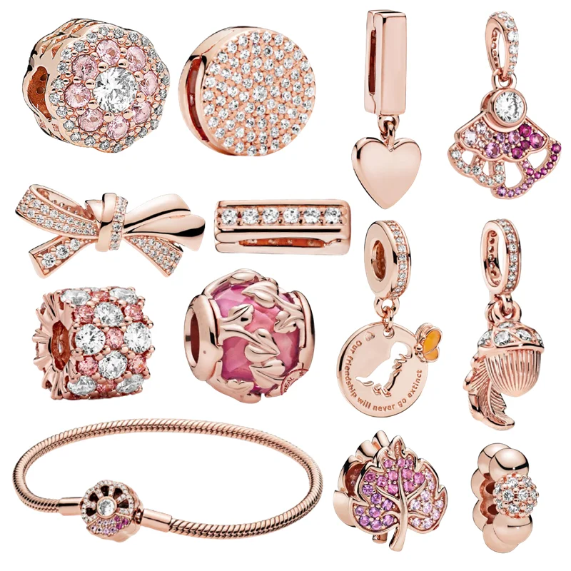 New Rose Gold Series Beaded Bow Heart-Shaped Beads Fit Original Charms Pandora Silver 925 Bracelet Bead DIY Women Jewelry 
New Rose Gold Series Beaded Bow Heart-Shaped Beads Fit Original Charms Pandora Silver 925 Bracelet Bead DIY Women Jewelry