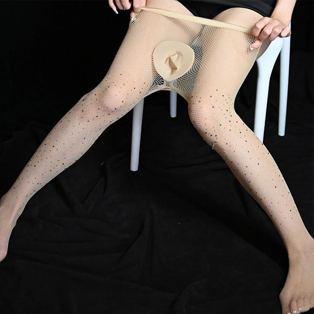 Men Stockings Sexy Sheer See Through Pantyhose Hollow Out Fishnet With Drill Shiny Tights Pants Cock Sheath Erotic Lingerie
Men Stockings Sexy Sheer See Through Pantyhose Hollow Out Fishnet With Drill Shiny Tights Pants Cock Sheath Erotic Lingerie