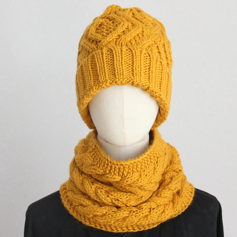 Women Winter Hat Scarf Sets Solid Color Twist Knitted Winter Hats for Women Snood
Women Winter Hat Scarf Sets Solid Color Twist Knitted Winter Hats for Women Snood