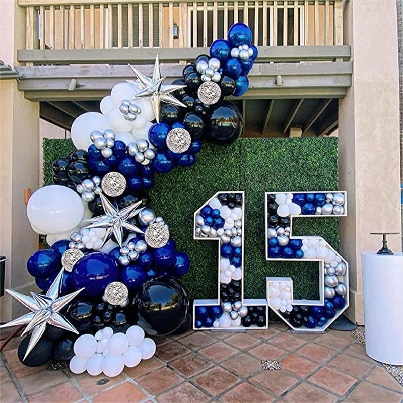 

136pcs Night Blue Balloon Garland Arch Kit 1st Birthday Party Decoration Kids Wedding Balloon Baby Shower Confetti Latex Baloon