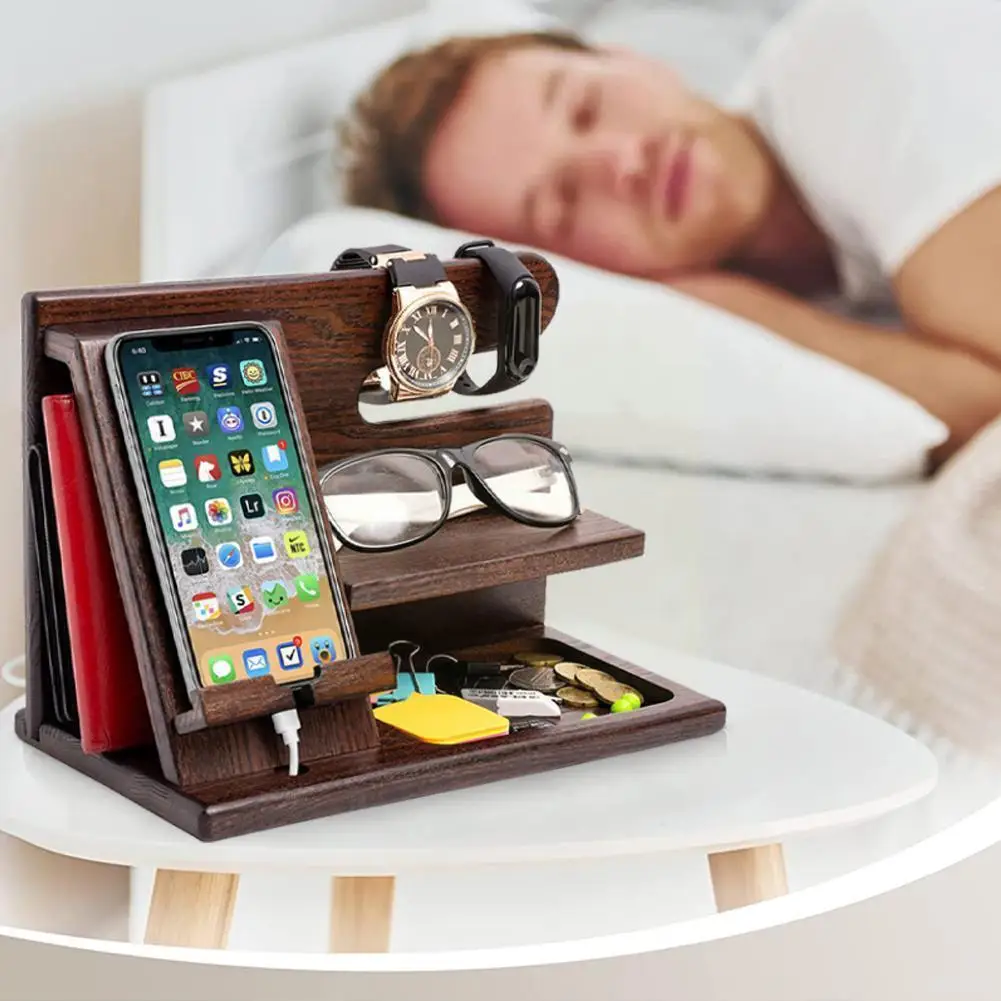 Multifunction Natural Wooden Mobile Phone Holder Watch Wallet Storage Jewelry Accessories Charging Desktop Rack Glasses Q3h1
Multifunction Natural Wooden Mobile Phone Holder Watch Wallet Storage Jewelry Accessories Charging Desktop Rack Glasses Q3h1