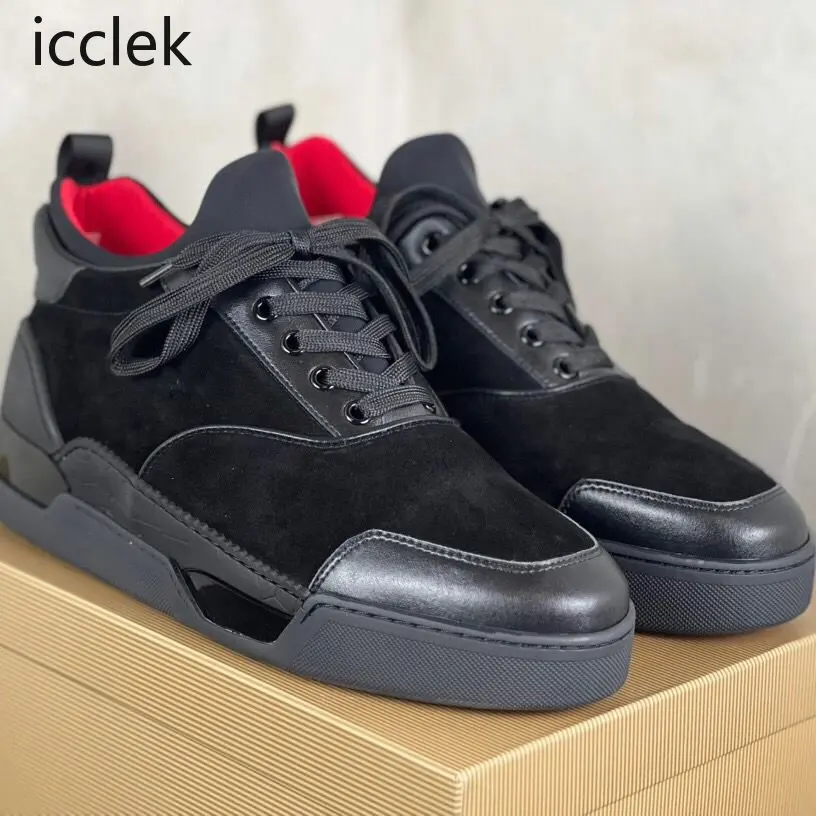 New Men Black Suede Leather Lace Up Casual Shoes Couples Large Sneakers Suela Roja
New Men Black Suede Leather Lace Up Casual Shoes Couples Large Sneakers Suela Roja