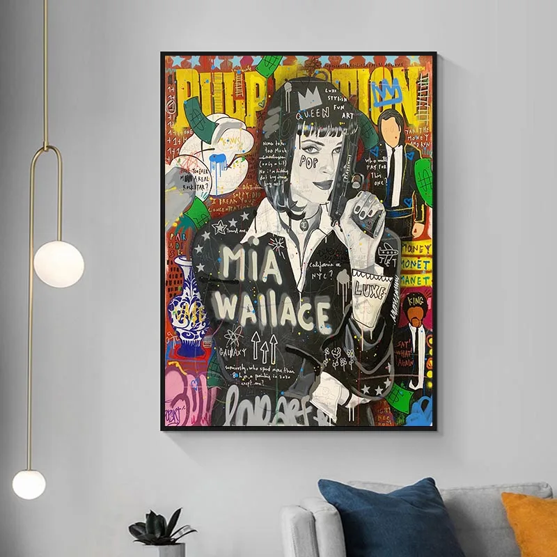 Graffiti Pulp Fiction Mia Wallace Pop Art Canvas Painting Prints Posters Movie Portrait Wall Art Pictures for Parlor Home Decor
Graffiti Pulp Fiction Mia Wallace Pop Art Canvas Painting Prints Posters Movie Portrait Wall Art Pictures for Parlor Home Decor