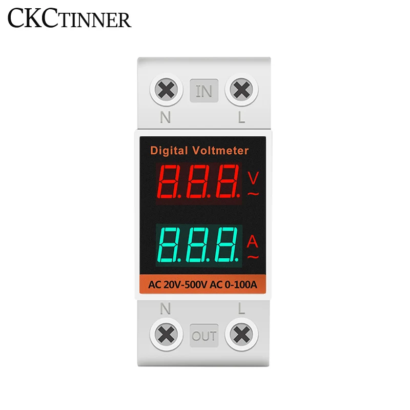 

Din Rail LCD Dual Digital AC Voltmeter Ammeter AC220V 380V Electricity Meter AC60-500V AC0.00-99.9A Amp Monitor