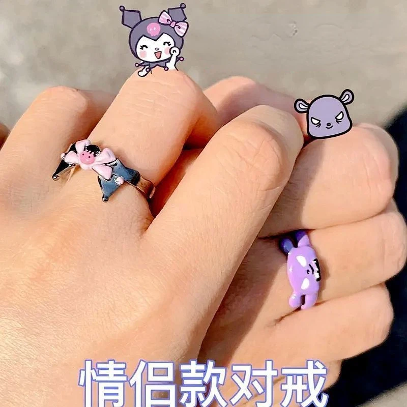 Cartoon Kuromi Baku Ring Couple Rings Student Couple Rings Opening Adjustable Ring Gift 
Cartoon Kuromi Baku Ring Couple Rings Student Couple Rings Opening Adjustable Ring Gift