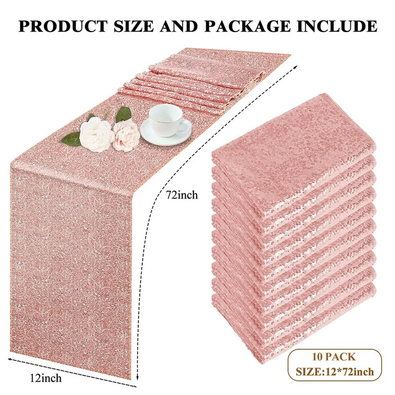 10 Pack Sequin Table Runner Gold Sequin Table Cloth Rectangle Sparkle Table Cover for Wedding Party Holiday Decoration Christmas
10 Pack Sequin Table Runner Gold Sequin Table Cloth Rectangle Sparkle Table Cover for Wedding Party Holiday Decoration Christmas
