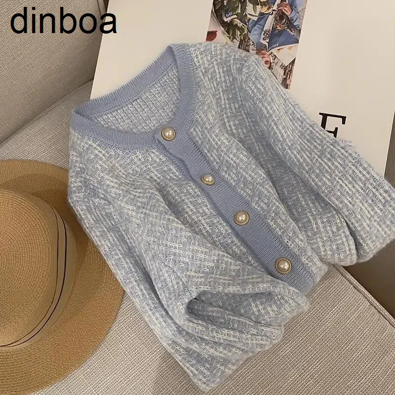Dinboa-women's New Blue Sweater Round Neck Pearl Button Cardigan Ladies Long Sleeve Casual Vintage Baggy Knitted Tops Outerwear
Dinboa-women's New Blue Sweater Round Neck Pearl Button Cardigan Ladies Long Sleeve Casual Vintage Baggy Knitted Tops Outerwear