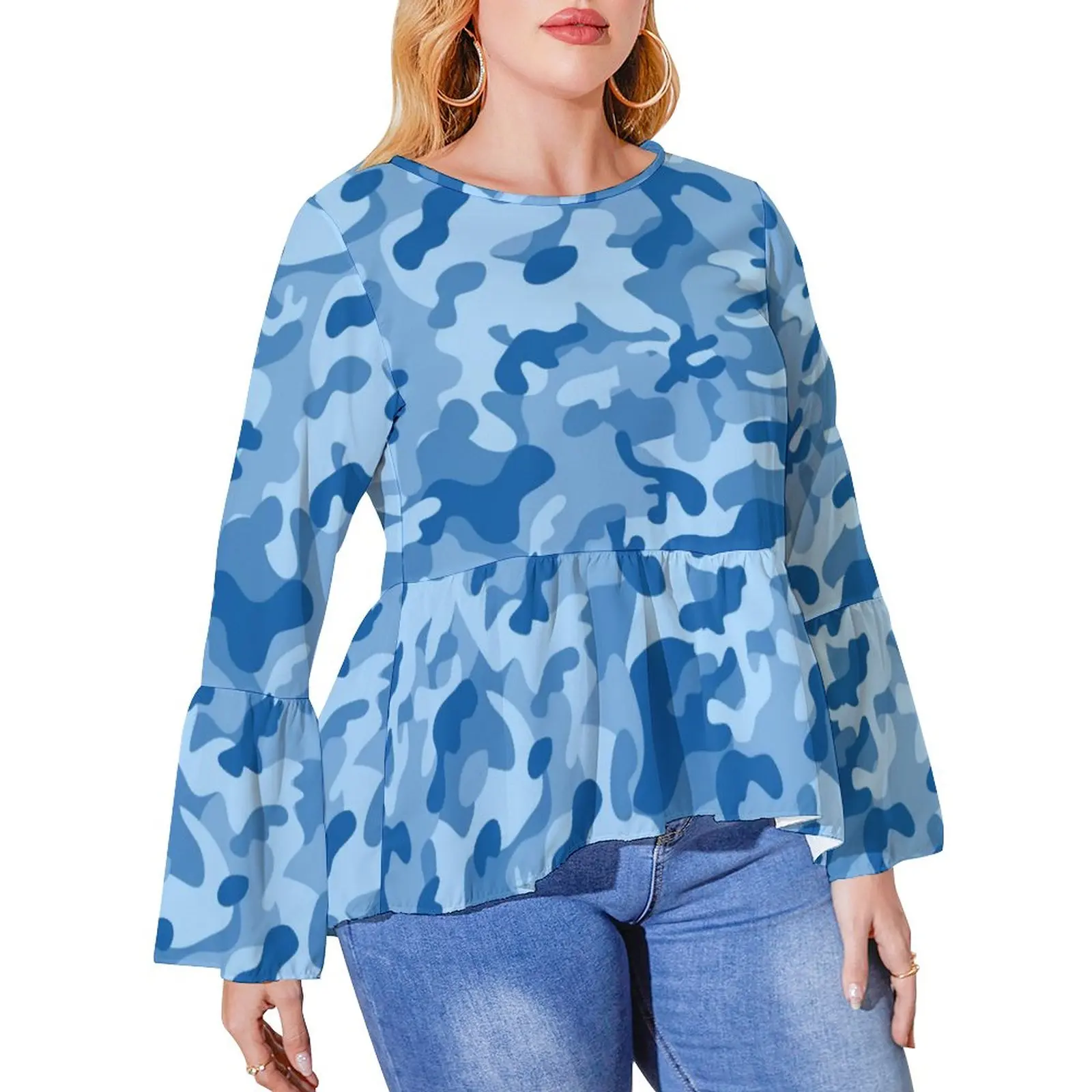 Blue Camouflage T Shirt Navy Camo Design Elegant Ruffled T-Shirts Women Street Style Tee Shirt Plus Size Graphic Top Tees Gift
Blue Camouflage T Shirt Navy Camo Design Elegant Ruffled T-Shirts Women Street Style Tee Shirt Plus Size Graphic Top Tees Gift