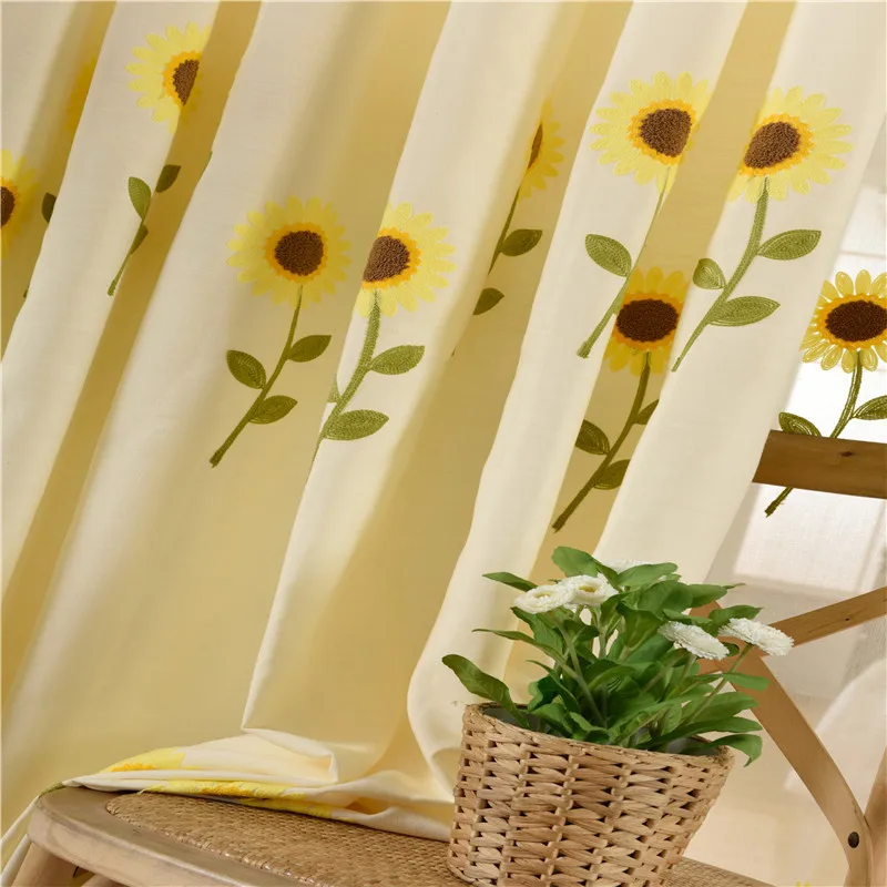 Pastoral Curtains for Living Room Sunflower Yarn Cotton Linen Embroidery Custom Modern Home Decoration 
Pastoral Curtains for Living Room Sunflower Yarn Cotton Linen Embroidery Custom Modern Home Decoration