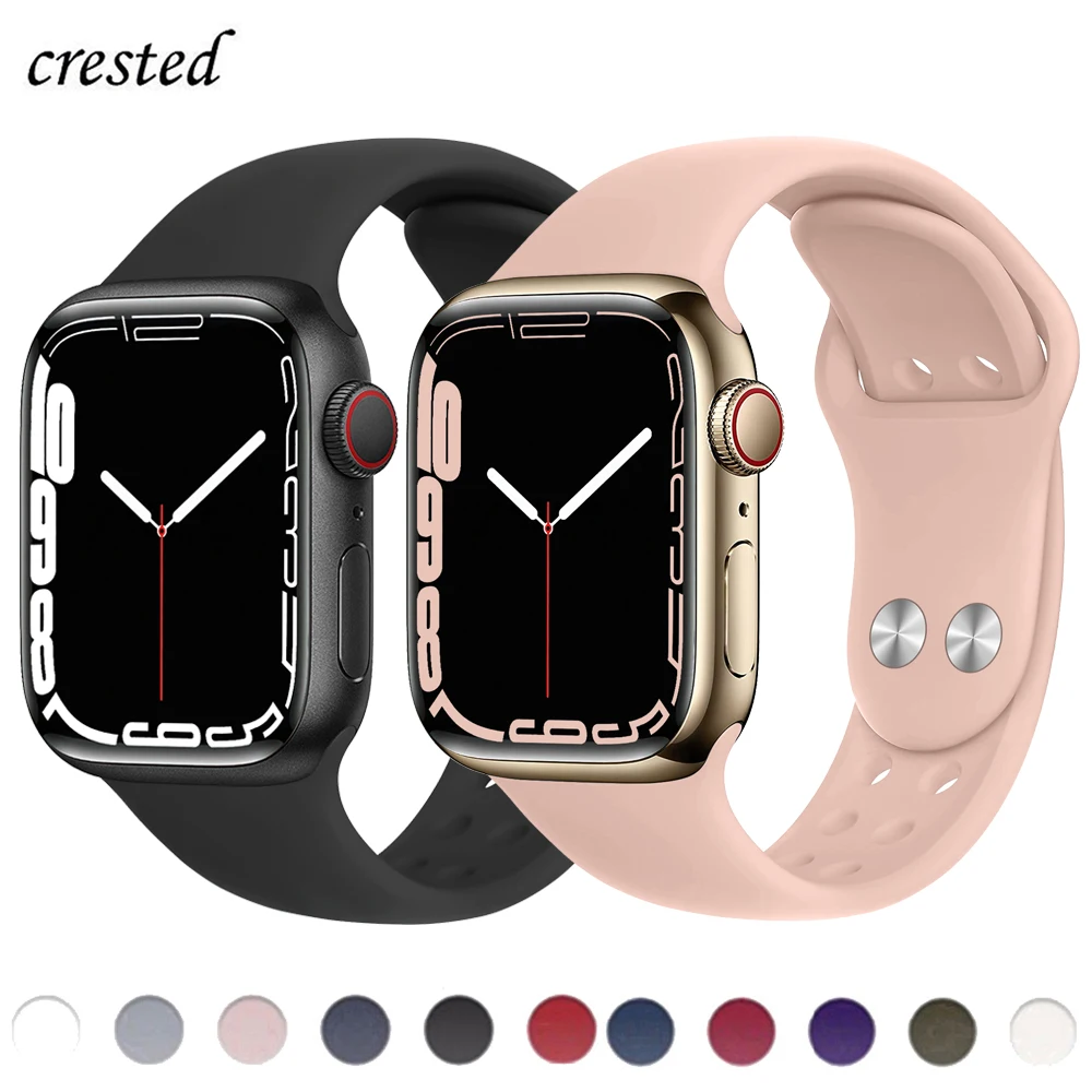 Ремешок силиконовый для Apple Watch Band 44 мм 40 45 41 42 38 браслет с двойной пряжкой IWatch Series 6