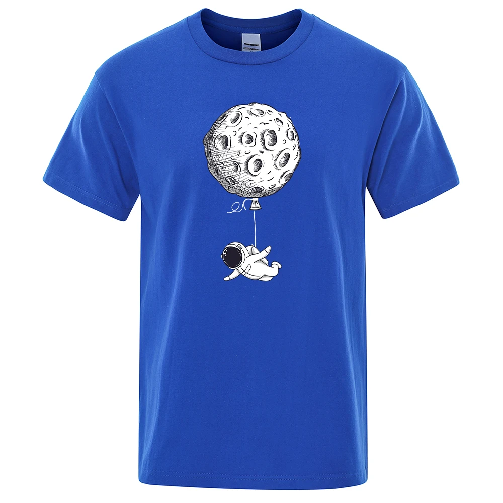 

Cosmonaut Moon Cartoon Cute Print Mens T-Shirts Breathable Vintage T Shirt Simple Comfortable Tops Streetwear Fit T-Shirts Mans