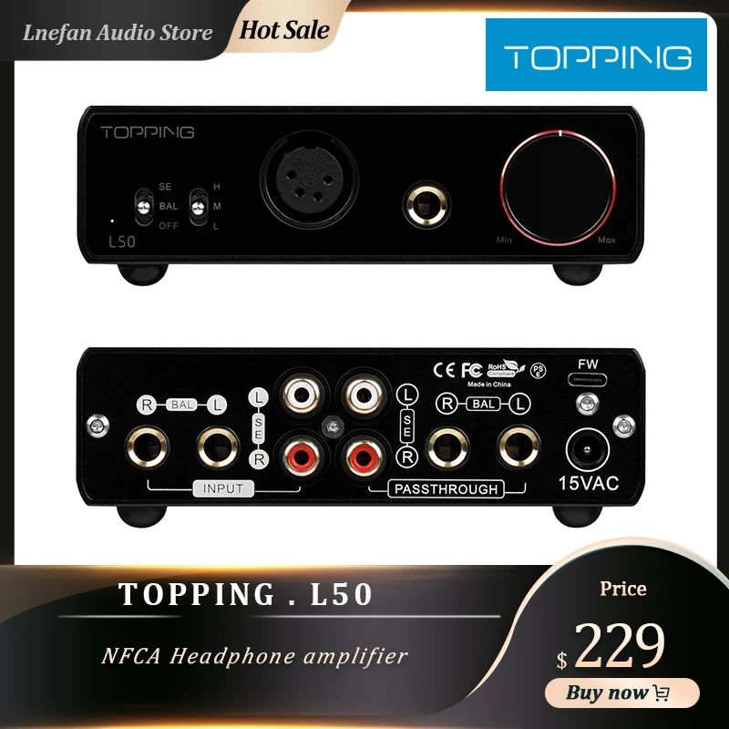 TOPPING L50 Hi-Res Audio 3500mW HiFi Headphone Amplifier NFCA Headphone Amplifier SE+BAL Input 6.35mm XLR Output Earphone AMP
TOPPING L50 Hi-Res Audio 3500mW HiFi Headphone Amplifier NFCA Headphone Amplifier SE+BAL Input 6.35mm XLR Output Earphone AMP