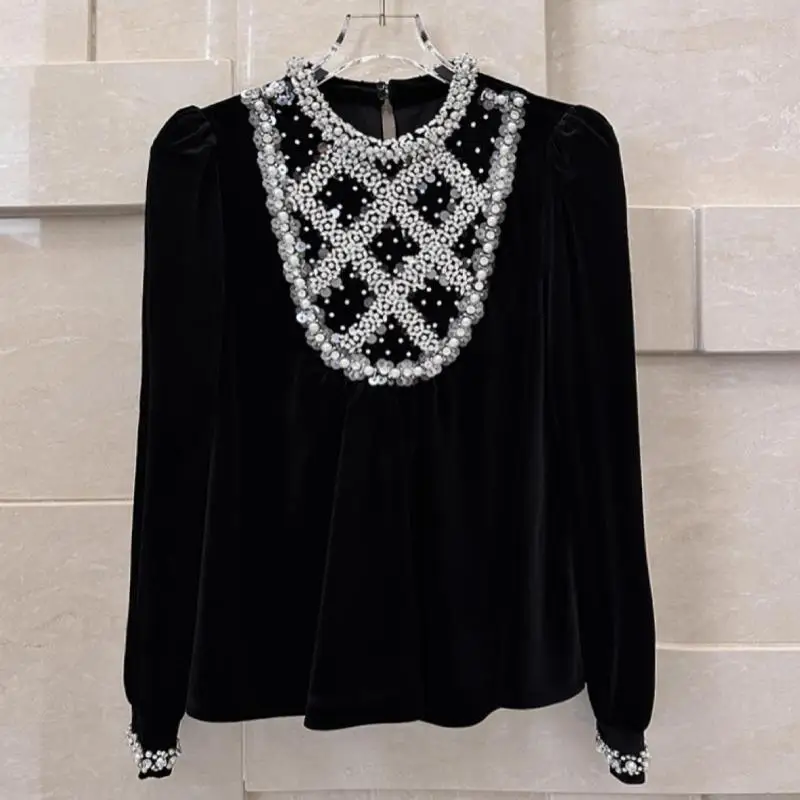 Роскошная бархатная винтажная рубашка, элегантный и уникальный топ ручной работы с бусинами и длинным рукавом, осень 2023
Роскошная бархатная винтажная рубашка, элегантный и уникальный топ ручной работы с бусинами и длинным рукавом, осень 2023