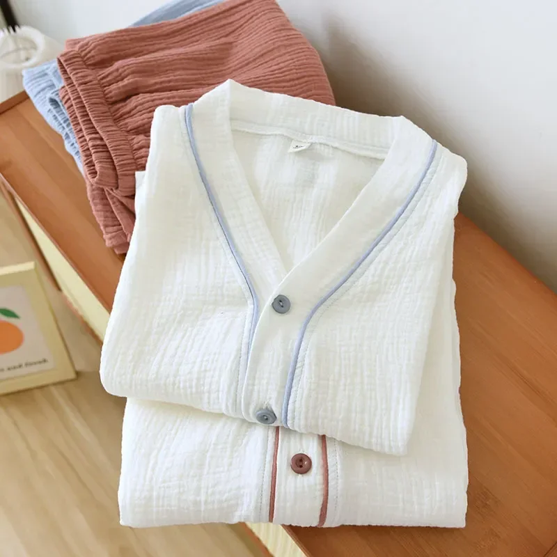 

Women Sleepwear Loungewear Gauze Pajamas Autumn Sleeve Home 2022 Clothing For Long Fdfklak Trousers Cotton New Homewear