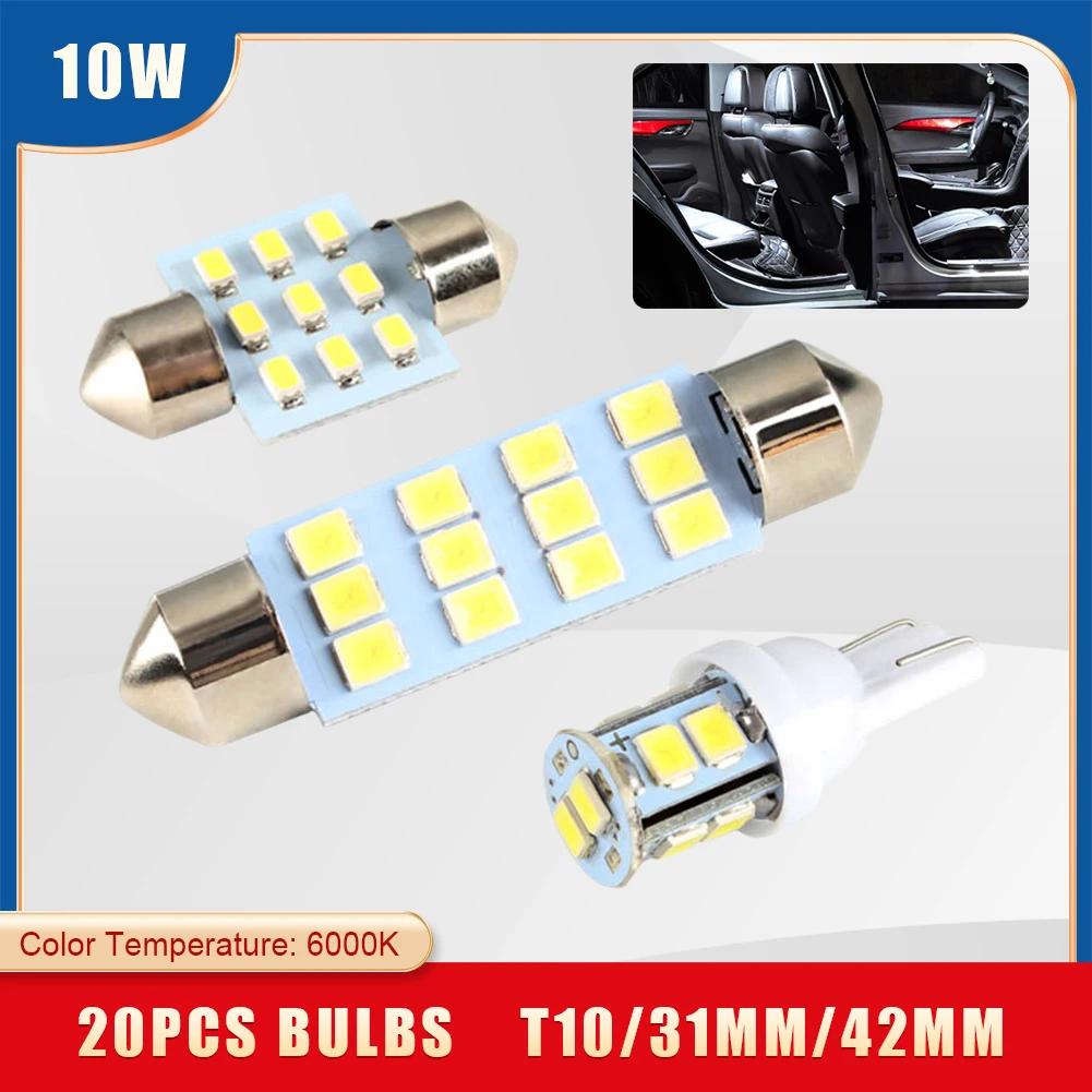 20Pcs LED Bulb 6000K Festoon T10 31mm 42mm 12V COB 6000K White Car Interior Dome Reading Lights Trunk License Plate Lamp
20Pcs LED Bulb 6000K Festoon T10 31mm 42mm 12V COB 6000K White Car Interior Dome Reading Lights Trunk License Plate Lamp
