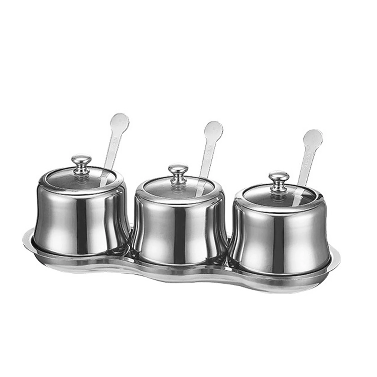 3pcs Sugar Salt Condiment Jar Home With Lid Kitchen Tray Sealing Pepper Container Seasoning Box Set Storage Stastainless Steel 
3pcs Sugar Salt Condiment Jar Home With Lid Kitchen Tray Sealing Pepper Container Seasoning Box Set Storage Stastainless Steel