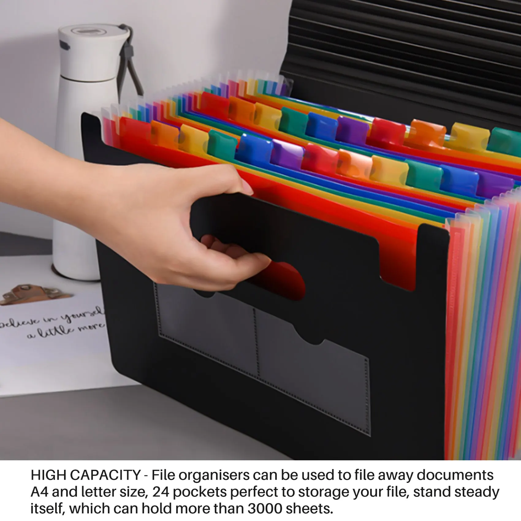 Expanding File Folder 24 Pockets Portable Rainbow A4 File Organiser Self Standing Accordion Document Filing Box
Expanding File Folder 24 Pockets Portable Rainbow A4 File Organiser Self Standing Accordion Document Filing Box