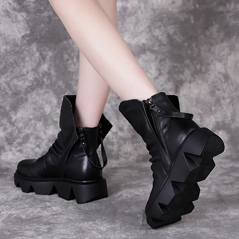 Black Genuine Leather Ankle Boots Women Spring Autumn Round Toe Lace Up Shoes Woman Fashion Botas Motorcycle Platform Shoes E268
Black Genuine Leather Ankle Boots Women Spring Autumn Round Toe Lace Up Shoes Woman Fashion Botas Motorcycle Platform Shoes E268