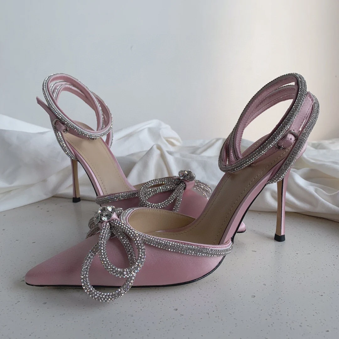Double bow with crystal-embellished satin heels women sweet temperament princess shoes crystal thin pumps wedding party shoes
Double bow with crystal-embellished satin heels women sweet temperament princess shoes crystal thin pumps wedding party shoes