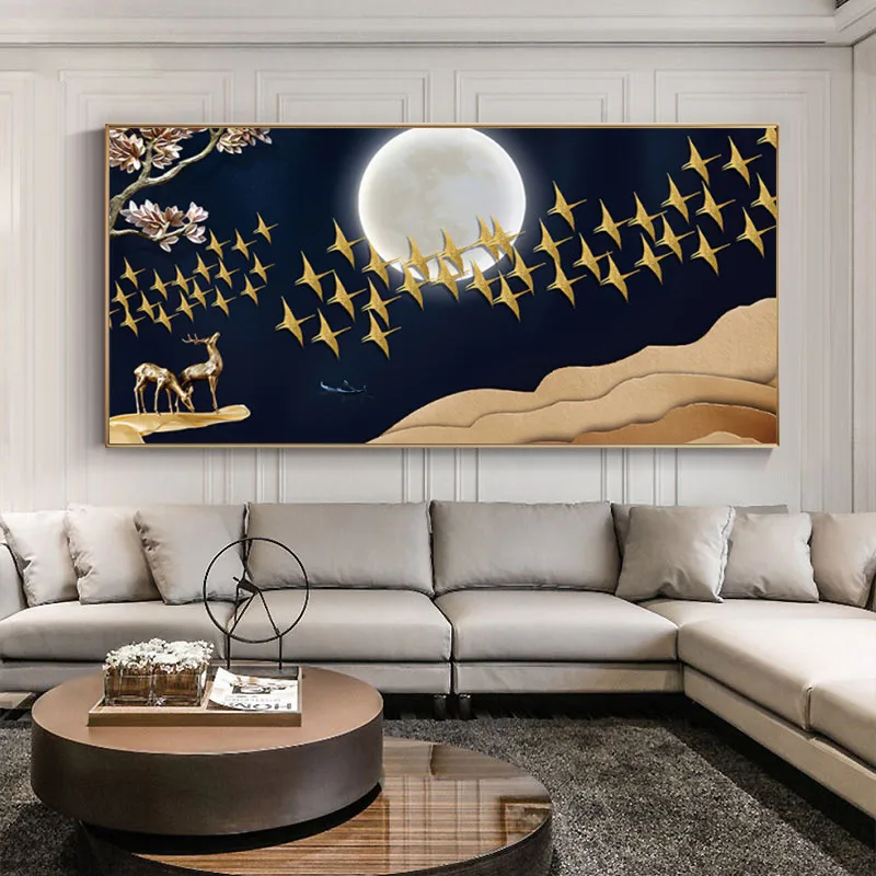 Landscape Canvas Painting Golden Flying Birds Elk and Moon Posters Print Wall Art Picture for Living Room Decoration Home Decor
Landscape Canvas Painting Golden Flying Birds Elk and Moon Posters Print Wall Art Picture for Living Room Decoration Home Decor
