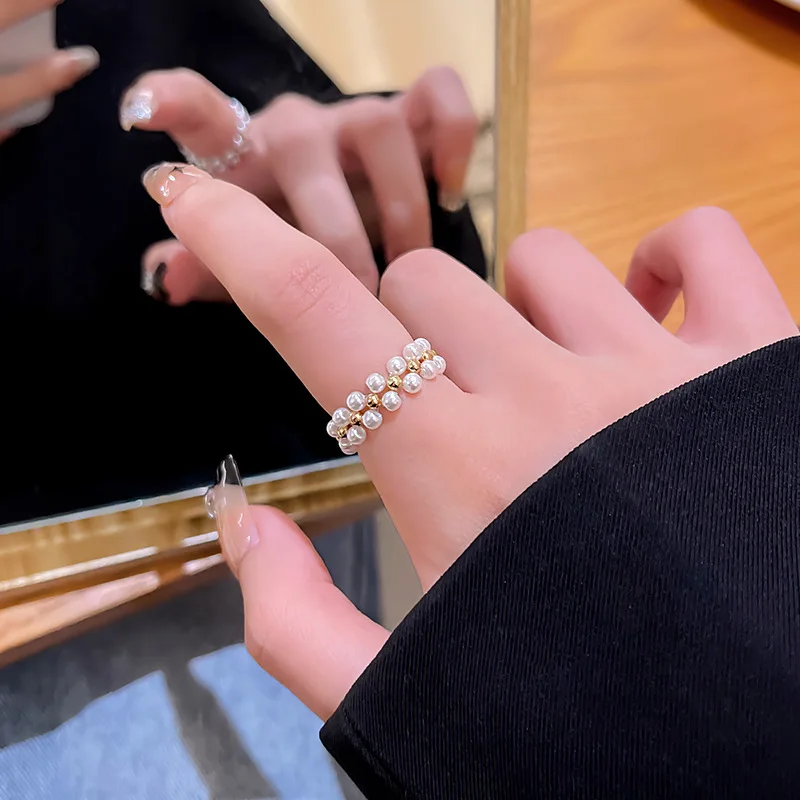 2023 New Fashion Trend Unique Design Elegant Exquisite Double Row Pearl Open Ring Women Jewelry Party Premium Gift Wholesale 
2023 New Fashion Trend Unique Design Elegant Exquisite Double Row Pearl Open Ring Women Jewelry Party Premium Gift Wholesale