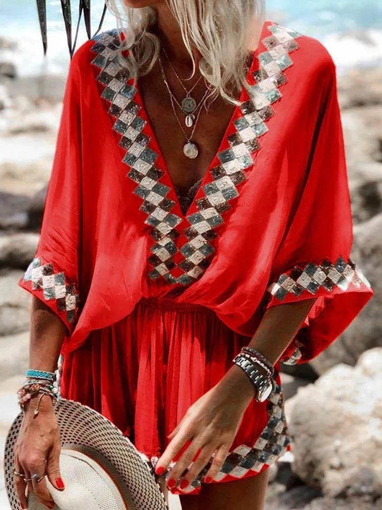 Women Casual Vintage Print Loose Playsuit Boho Elegant Deep V Shorts Jumpsuits Summer Half Sleeve Vacation Ladies Beach Romper
Women Casual Vintage Print Loose Playsuit Boho Elegant Deep V Shorts Jumpsuits Summer Half Sleeve Vacation Ladies Beach Romper