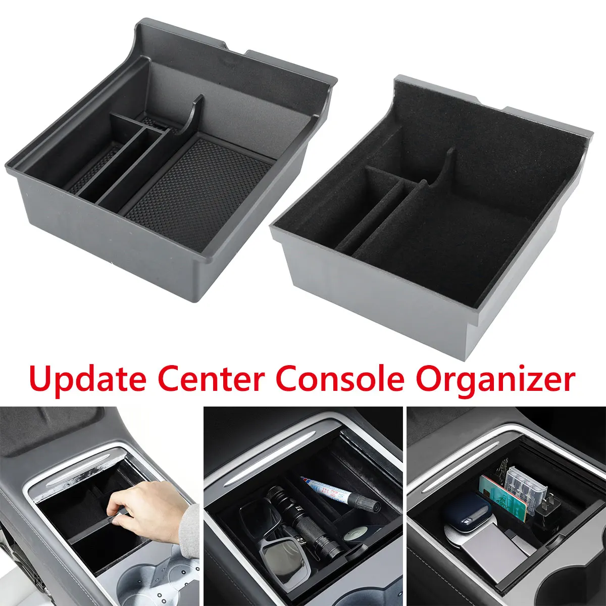 Tnjskce Center Console Organizer Tray Fit for Tesla Model 3 Model Y Large Capacity Armrest Storage Box ABS/Flocked Armrest Drawe
Tnjskce Center Console Organizer Tray Fit for Tesla Model 3 Model Y Large Capacity Armrest Storage Box ABS/Flocked Armrest Drawe