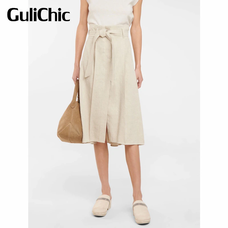 6.17 GuliChic Women Fashion Solid Color Breathable Comfortable High Waist A-Line Skirt With Belt 
6.17 GuliChic Women Fashion Solid Color Breathable Comfortable High Waist A-Line Skirt With Belt