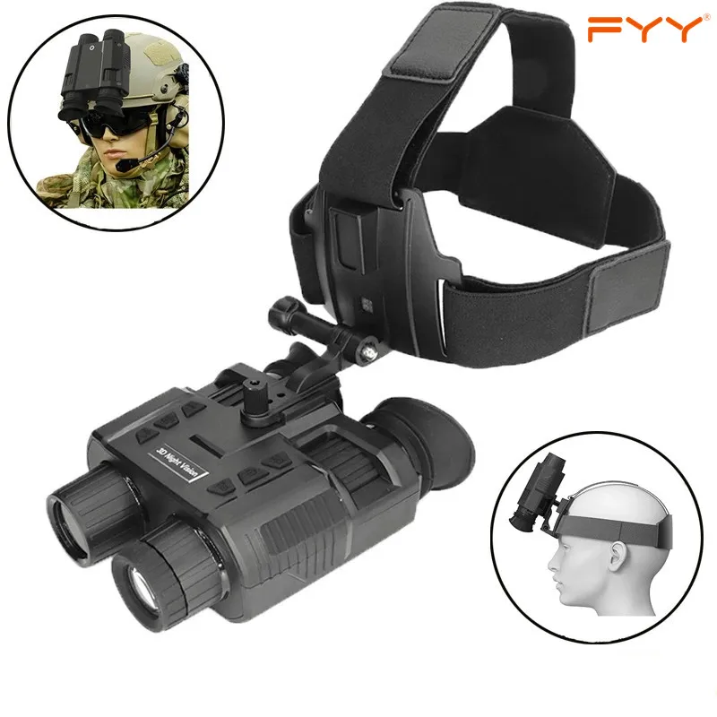 

Бинокль ночного видения NV8000 с двойным экраном, технология 3D просмотра без глаз, очки ночного видения с креплением на голову для ночной охоты