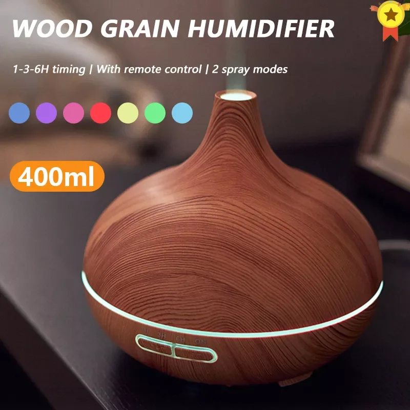 Aroma Diffuser Essential Oil Diffuser with Remote Control Ultrasonic Wood Grain Air Humidifier 7-Color Light for Home
Aroma Diffuser Essential Oil Diffuser with Remote Control Ultrasonic Wood Grain Air Humidifier 7-Color Light for Home