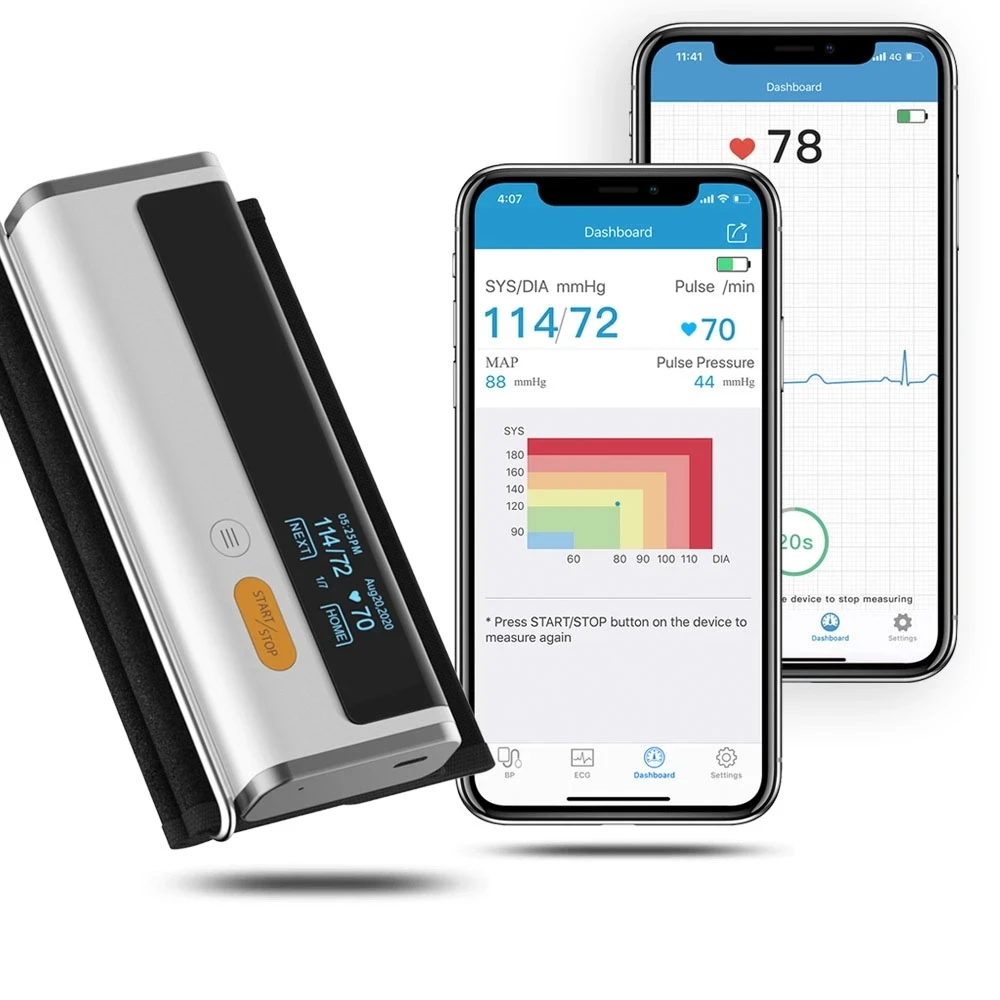 Wireless Bluetooth Blood Pressure Monitor With ECG Function Automatic Digital BP Machine Heart Rate Pulse EKG Support USB Charge
Wireless Bluetooth Blood Pressure Monitor With ECG Function Automatic Digital BP Machine Heart Rate Pulse EKG Support USB Charge