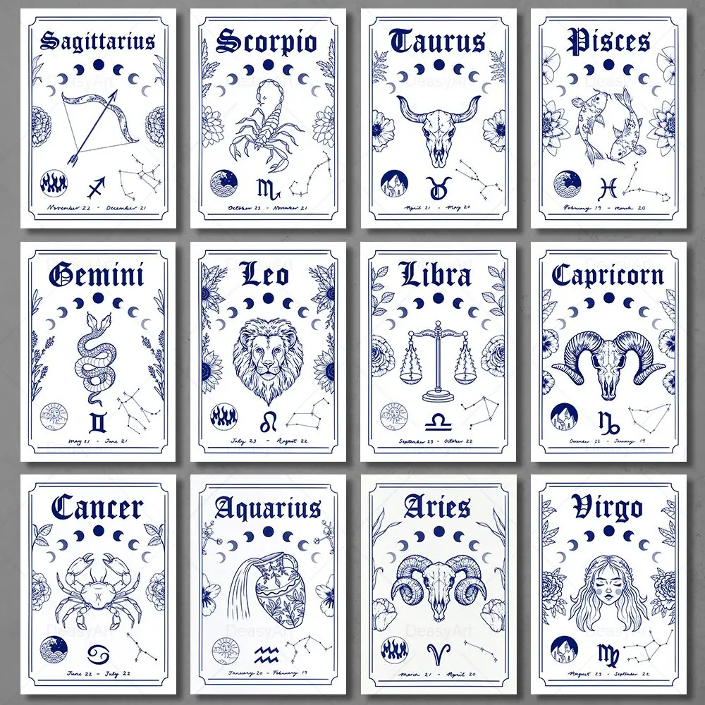 Zodiac Sign Poster Astrology Wall Art Canvas Painting Print Constellation Gemini Aries Libra Cancer Picture Home Room Decoration
Zodiac Sign Poster Astrology Wall Art Canvas Painting Print Constellation Gemini Aries Libra Cancer Picture Home Room Decoration