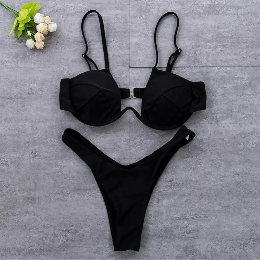 Bikini Underwire Solid Color Sexy Bra Swimsuit Bikini Set Women Underwired G-string Briefs Beach Set
Bikini Underwire Solid Color Sexy Bra Swimsuit Bikini Set Women Underwired G-string Briefs Beach Set