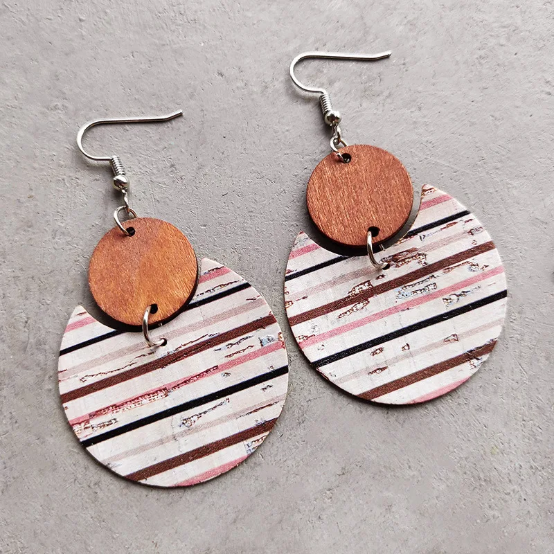 Vintage Striped White Taupe Floral Chevron Wood Cork and Leather Earrings for Women Semi Circle Crescen Wooden Cork Earrings
Vintage Striped White Taupe Floral Chevron Wood Cork and Leather Earrings for Women Semi Circle Crescen Wooden Cork Earrings