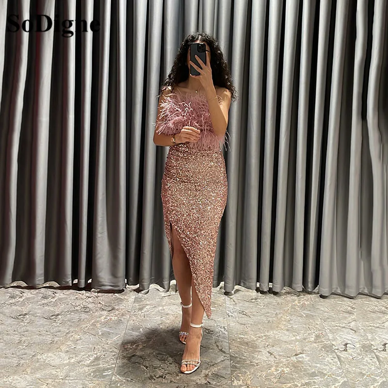 SoDigne Rose Pink Sequins Evening Dresses 2023 Abiti Da Sera Shint Feathers With Slit Women Prom Gowns Formal Occasion Dress
SoDigne Rose Pink Sequins Evening Dresses 2023 Abiti Da Sera Shint Feathers With Slit Women Prom Gowns Formal Occasion Dress