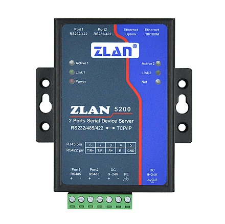 Сервер ZLAN5200 с 2 портами для последовательного устройства-это протокол преобразователя с 2 портами между RS232/485/422 и TCP/IP.
Сервер ZLAN5200 с 2 портами для последовательного устройства-это протокол преобразователя с 2 портами между RS232/485/422 и TCP/IP.