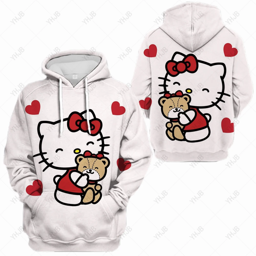 Женская толстовка с длинным рукавом и принтом Hello Kitty, свободного покроя 
Женская толстовка с длинным рукавом и принтом Hello Kitty, свободного покроя