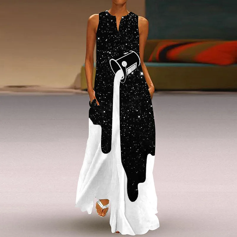 Casual Loose Pocket Panel Pullover Large Swing Dress 2023 New Summer Women's Sleeveless V-Neck Retro Print Long Dress
Casual Loose Pocket Panel Pullover Large Swing Dress 2023 New Summer Women's Sleeveless V-Neck Retro Print Long Dress