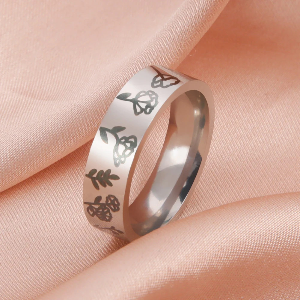 COOLTIME 6mm Width12 Birth Flowers Rings for Men Women Stainless Steel Finger Rings Jewlery Gift 2023 New In 
COOLTIME 6mm Width12 Birth Flowers Rings for Men Women Stainless Steel Finger Rings Jewlery Gift 2023 New In