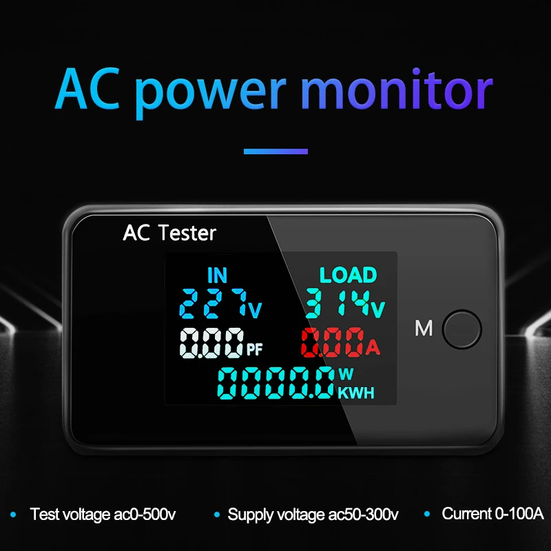 AC Digital Dual-Voltage Voltmeter 0-500V 0-100A Voltmeter Ammeter Wattmeter Electric Current Power Detector Energy Meter Monitor
AC Digital Dual-Voltage Voltmeter 0-500V 0-100A Voltmeter Ammeter Wattmeter Electric Current Power Detector Energy Meter Monitor