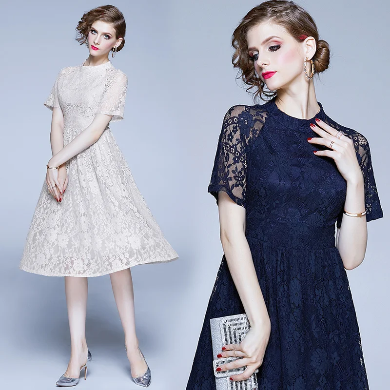 Women's Summer New High-end Temperament Stand Collar Short Sleeve Lace Embroidery Hollow Out Fashion Show Holiday Party Dress
Women's Summer New High-end Temperament Stand Collar Short Sleeve Lace Embroidery Hollow Out Fashion Show Holiday Party Dress