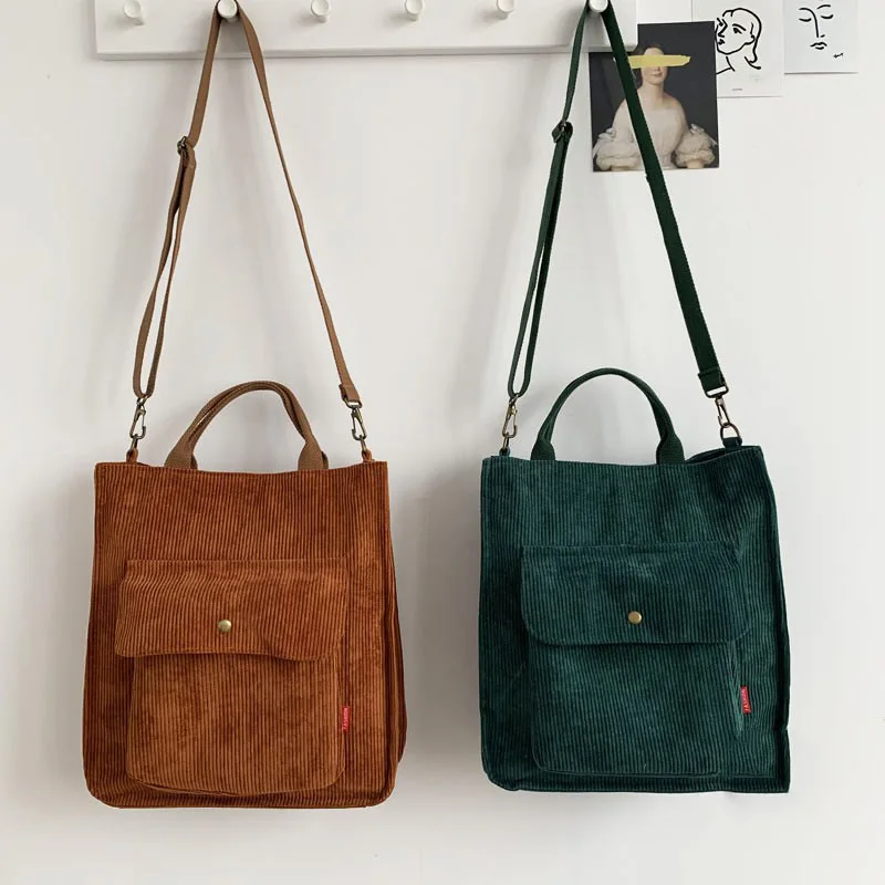 Women Shoulder Bag Vintage Shopping Bags Zipper Girls Student Bookbag Corduroy Handbags Casual Tote With Outside Pocket
Women Shoulder Bag Vintage Shopping Bags Zipper Girls Student Bookbag Corduroy Handbags Casual Tote With Outside Pocket